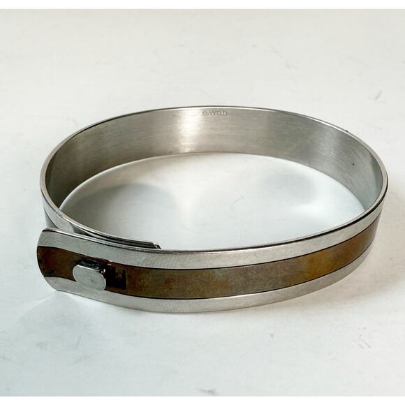 Vintage Silver and Copper-Tone Bangle Bracelet - Picture 1 of 4